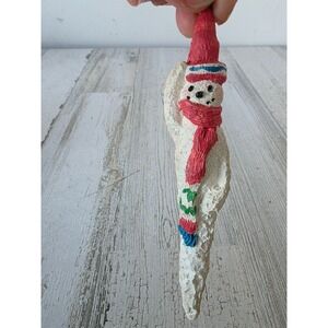 Vintage brush Creek icicle pencil snowman glitter ornament 1994 Xmas tree